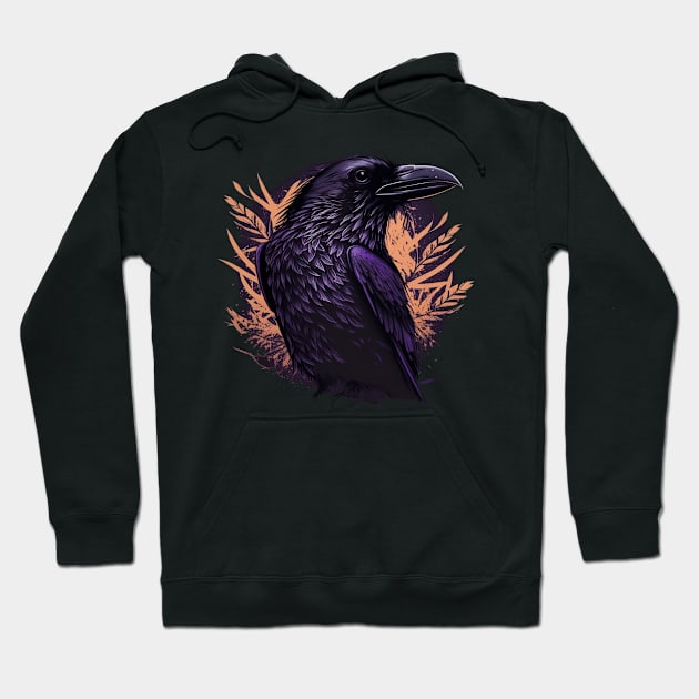 Raven Graphic Goth Black Crow Hoodie by Linco